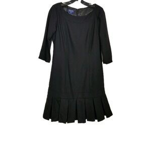 Pendleton Women Virgin Wool Dress Sz 6 Black 3/4 Sleeve Classic Office